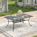Outdoor Dining Table for 6, 59.2" Rectangle Outdoor Table with Adjustable Umbrella Hole and Storage Shelf, All-Weather Metal Patio Dining Table for Lawn Garden Backyard Deck, Black by ProvideOutdoorSolutions