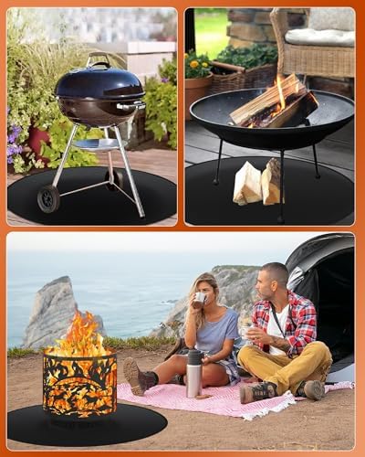 48" Round Fireproof Grill Mat for Deck & Patio, Double-Sided Silicone Coated Fiberglass, Heat Resistant Up to 2000°F, Reusable Under Grill Deck Protector for Fire Pit, Smokeless Stove, Outdoor BBQ - Image 7