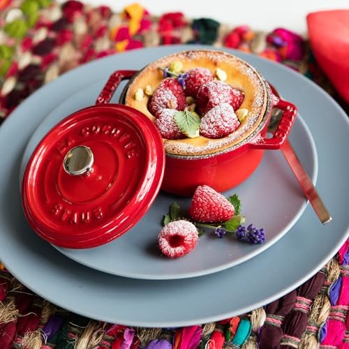 Staub Cast Iron 0.25-qt Mini Round Cocotte - Cherry, Made in France - Image 2