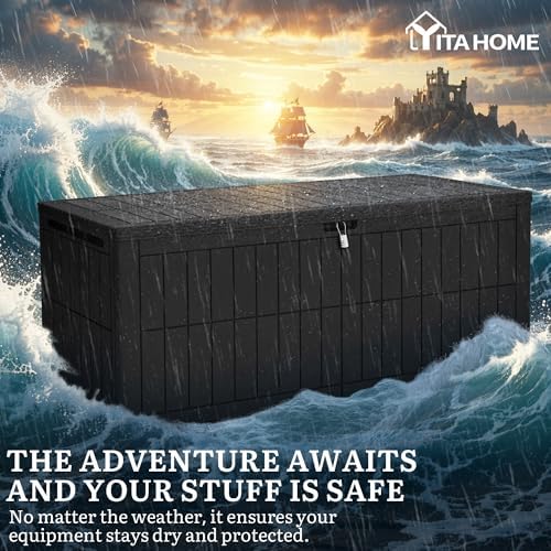 YITAHOME 240 Gallon Large Outdoor Storage Box XXL Resin Deck Box with Lock - Image 4