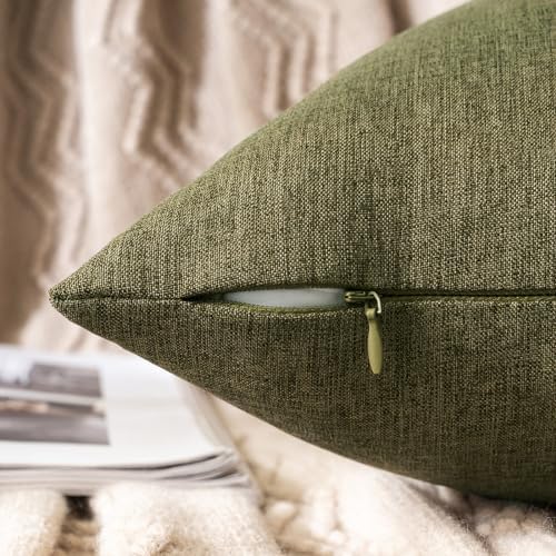 MIULEE Decorative Outdoor Pillow Covers Lumbar Waterproof 12x20 Olive Green - Image 2