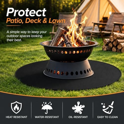 38inch Fire Pit Mat, Round Under Grill Blanket for Outdoor Grill, Fireproof Mat, Oil Proof Waterproof Under Floor BBQ Accessories Protector for Solo Stove Accessories - Image 5