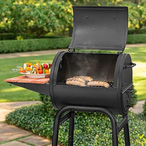 Char-Griller® Patio Pro Charcoal Grill and Smoker with Cast Iron Grates, Premium Wood Shelf and Damper Control, 250 Cooking Square Inches in Black, Model E1515 - Image 6