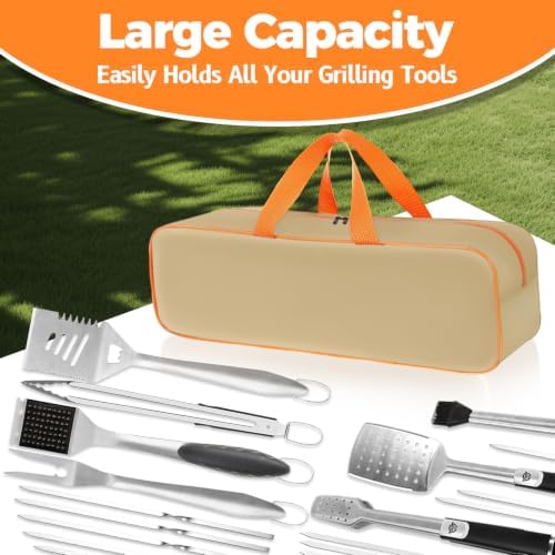 Grill Utensil Storage Bag for Outdoor Grilling, 24 x 8 x 8 in, Khaki - Image 4