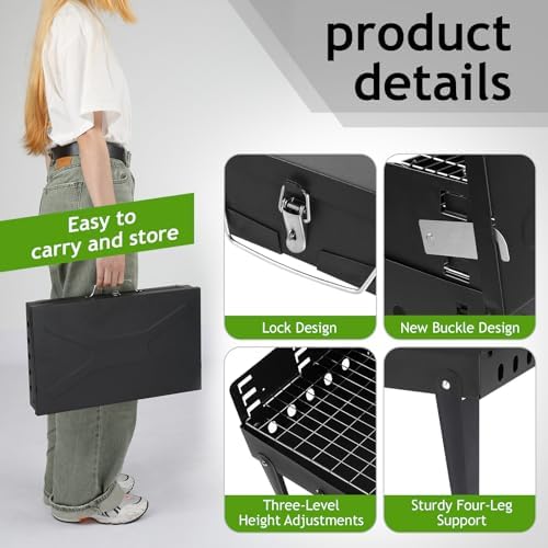 Outvita Portable Charcoal Grill, Foldable BBQ, Outdoor Smokers - Image 4