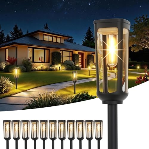 JEJOT Solar Pathway Lights Outdoor Waterproof, 12 Pack Solar Walkway Lights by JEJOT