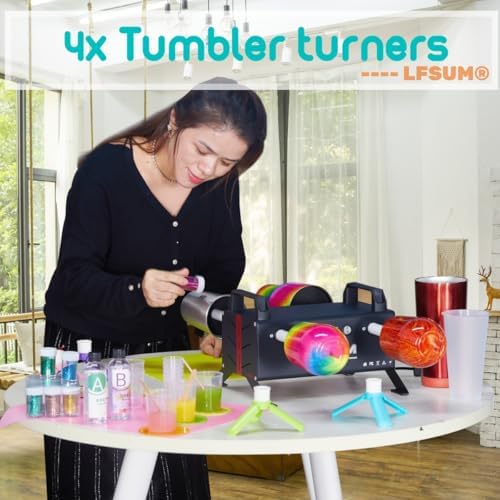 4 Arm Cup Turner for Crafts Tumbler,Multi Tumbler Spinner Machine Kit,Tumbler Turner DIY Glitter Epoxy Resin Tumblers (4X-Black) - Image 5