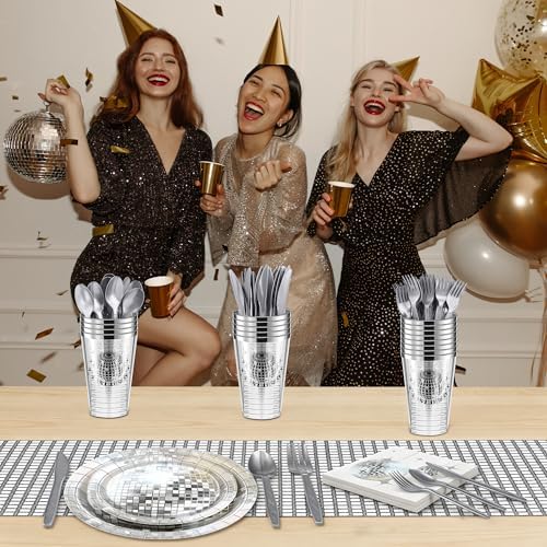 Kochorie 169 Pieces 70s 80s Disco Party Supplies Disposable Tableware Set - Image 6