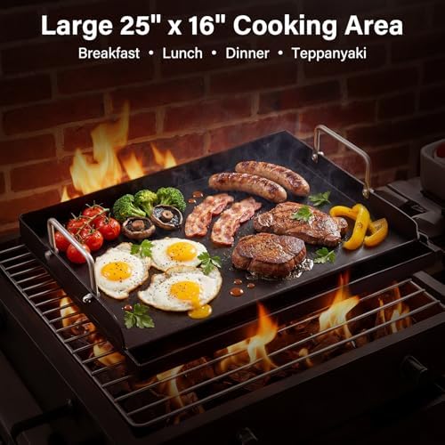 Nonstick Cast Iron Griddle for Gas Grill Griddle 25" x 16" Flat Top Griddle - Image 4