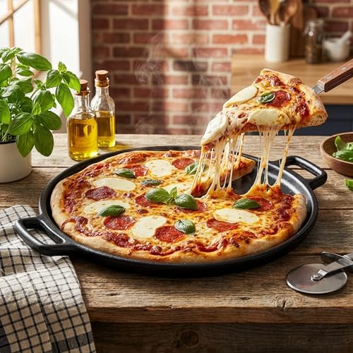 Home-Complete Cast Iron Pizza Pan, Even-Heating Cast Iron Cookware, 14” - Image 7