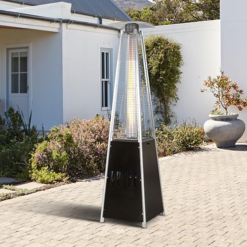 Nuu Garden 48,000 BTU Pyramid Outdoor Propane Patio Heater with Oxford Cover, Hammered Bronze Tower Heater for Garden, Terrace, Black - Image 2