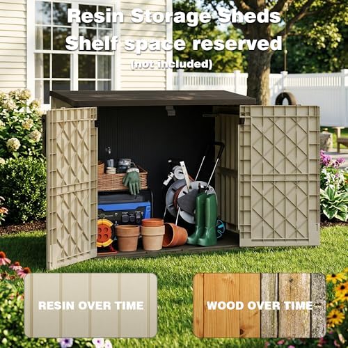 LHBcraft Waterproof Outdoor Storage Box 36 Cu Ft with Lockable Doors,Portable Outdoor Storage Shed,Horizontal Outdoor Storage Cabinet for Garden,Easy to Assemble - Image 3
