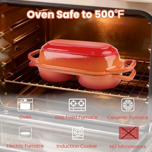 YONILL Mini Double Dutch Oven with Lid for Sourdough Bread Baking (Orange) - Image 6