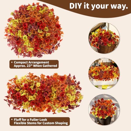 Artificial Flowers Outdoor, UV Resistant Faux Plants, Fall Decor,20 Bundles - Image 3