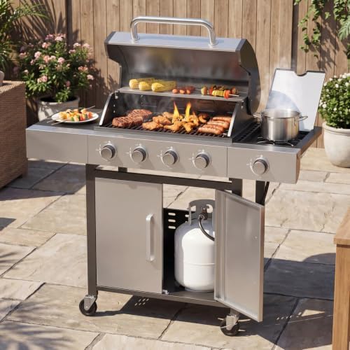 LazySunsets 4-Burner Propane Grill 49,000 BTU Stainless Steel,Silver by LazySunsets