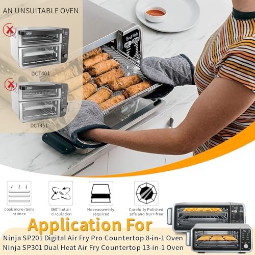 GWY Air Fryer Basket for Ninja Foodi 13 in 1 SP351 SP301 SP201 Air Fry Countertop Toaster Oven, 13.5''×12.3'' Air Fryer Replacement Parts Accessories Wire Rack Roasting Steamer Grill Racks Tray - Image 3