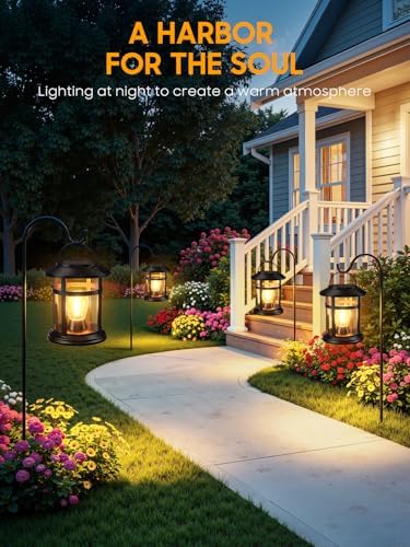 Solar Lantern Outdoor Waterproof, 6 Pack Bright Hanging Solar Lights for Outside Decorative, Upgraded Solar Powered Lanterns LED Lighting for Garden Patio Porch Decor Gifts - Image 3