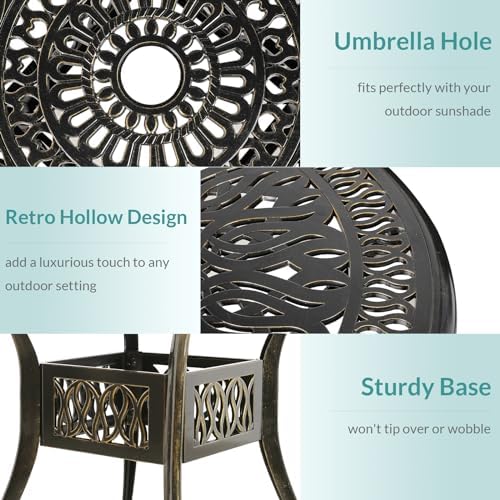 MEETWARM 5 Piece Patio Dining Set, Outdoor All-Weather Cast Aluminum Dining Table Set, Patio Furniture Set for Backyard, Include 4 Chairs with Cushions and a 35.4" Round Table, Ocean Blue - Image 5