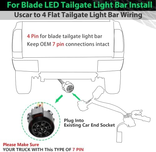 MECMO Quick Connect Adapter for Tailgate Light Bar LED Redline Amber Turn Signal Reverse Full Function, USCAR 7 Pin to 4 Pin Trailer Connector Wiring Harness w/Reverse & 12V Wire for Truck USCAR 7-Way - Image 5