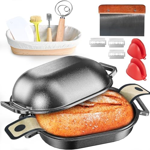 7.5QT Dutch Oven for Sourdough Bread Baking, Cast Iron Bread Pan with Lid by MakeLifeMoreComfortable