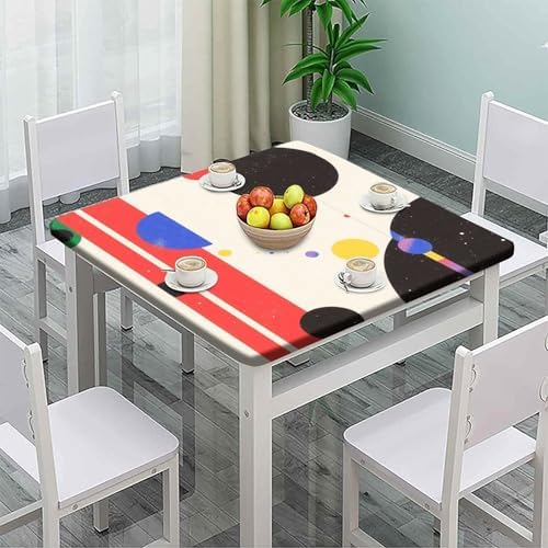 Card Table Tablecloth, Modern Minimalism Pattern Printed on Fade Resistant Fitted Card Table Cover, Great for Picnics BBQs Daily Meals, Fit for 28" x 28" Square Tables - Image 2