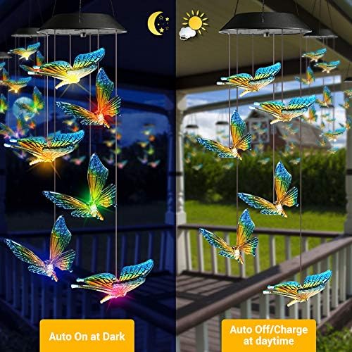 Toodour Solar Wind Chime, Color Changing Wind Chimes Butterfly Gift for Mom - Image 4