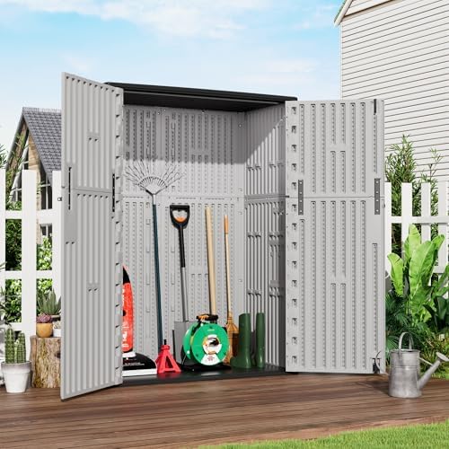 Mrosaa Outdoor Storage Shed Waterproof,Resin Storage Sheds Outdoor with Floor,Outdoor Storage Cabinet for Garage Storage, Pool Storage, Bike, Garden (57Cu.ft) - Image 2