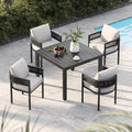 Grand patio 5-Piece Outdoor Dining Set for 4 with 1 Rectangle Expandable Table for 4-6 Person, Metal Woven Wicker Fixed Patio Chairs with Thickened Cushions for Yard, Poolside (Black) by GrandPatio