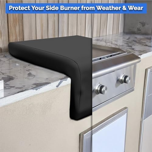 Covers & All Built-in Grill Side Burner Cover – 12 oz Heavy Duty Waterproof Outdoor BBQ Side-Grill Burner Protector with Air Vent & Elastic Fit (20 x 33 x 18 in, Black) - Image 2