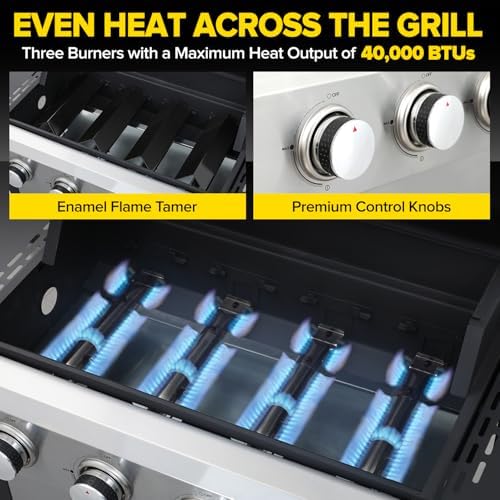 4 Burner Gas Grill with Foldable Shelves, 40,000 BTU Stainless Steel Propane BBQ Grill, 387 Sq. In. Cooking Space, Portable Outdoor Grill for Patio, Backyard, Camping & Tailgating - Image 5