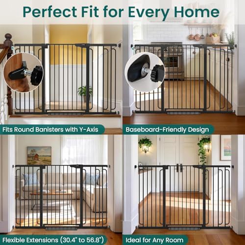 Cumbor 36" Extra Tall Baby Gate, 30.4-56.8" Extra Wide Dog Gate Black - Image 6