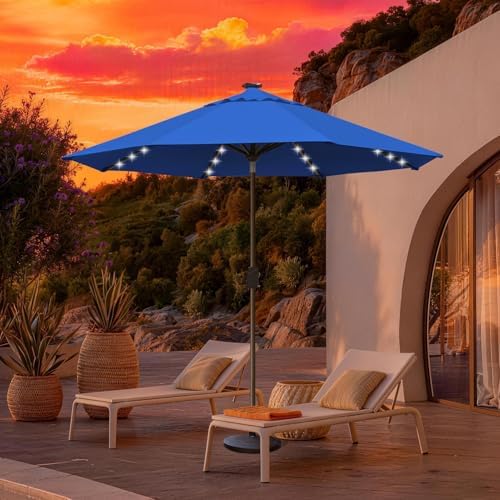 EliteShade USA 10-Year-Non-Fading 10ft Market Patio Umbrella, Commercial Grade Table Sun Umbrella with 80 Solar LED Lights, Crank Open, Windproof & UPF 50+ UV Protection for Garden, Deck, Pool, Backyard, Royal Blue - Image 4