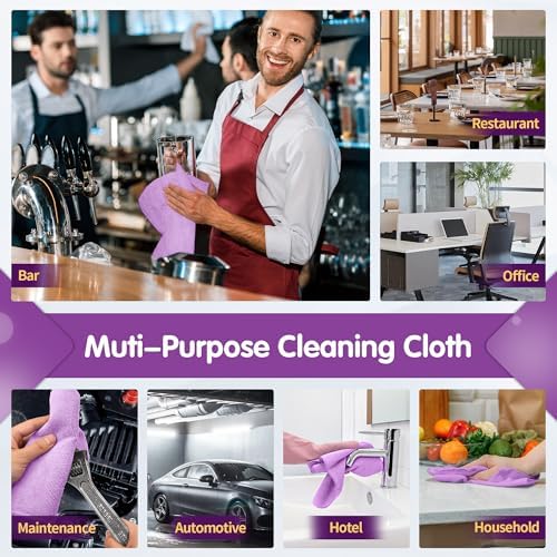 FIXSMITH Purple Microfiber Cleaning Cloth -Pack of 8, Highly Absorbent Cleaning Rags, 16"X12" All Purpose Cleaning Towels for Housekeeping, Kitchen, Car, Lint Free and Reusable Microfiber Towels - Image 7