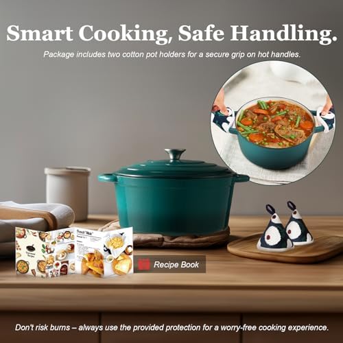 Overmont Enameled Cast Iron Dutch Oven - 4.5QT Pot with Lid Cookbook - Image 6