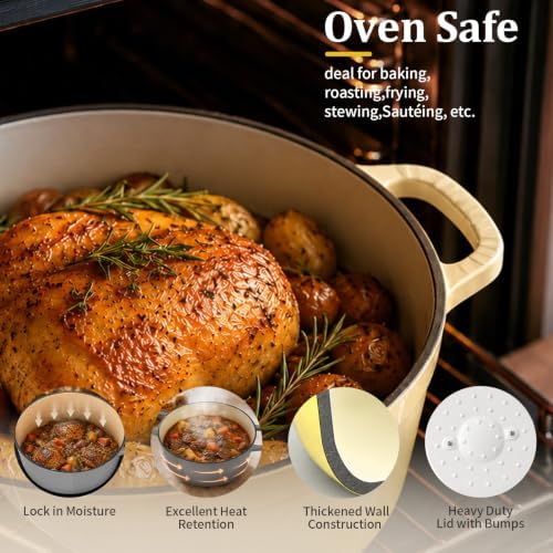 Winado 7.5 Qt Enameled Cast Iron Dutch Oven Pot with Lid, Yellow Ombre - Image 2