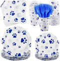 Kochorie 144 Pieces Blue Paw Print Party Tableware Sets Including Disposable Plates Napkins Cups Forks Serves 24 for Dog Puppy Theme Party Supplies by Kochorie