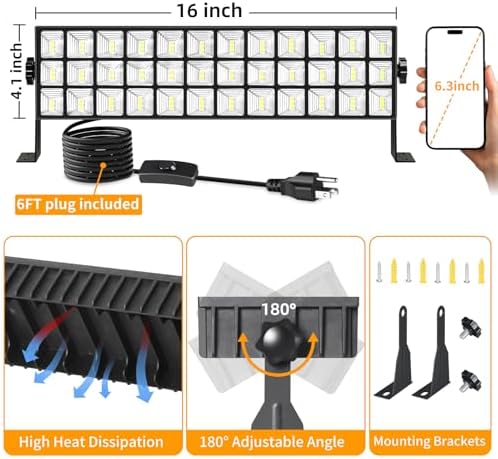 14000LM 100W LED Shop Lights, Plug in Garage Light for Workbench, 6 Pack - Image 2