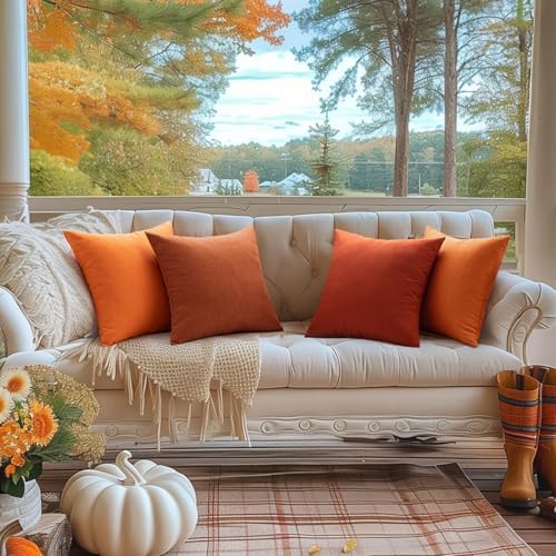 MIULEE Decorative Outdoor Pillow Covers Fall 18x18 Burnt Orange - Image 5