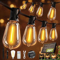 Solar String Lights Outdoor Waterproof with Remote & Timer, LED Shatterproof ST38 Bulbs, USB & Solar Powered Patio Lights for Backyard, Porch, Garden, Wedding, Christmas Decor (25FT) by SkoiucLights