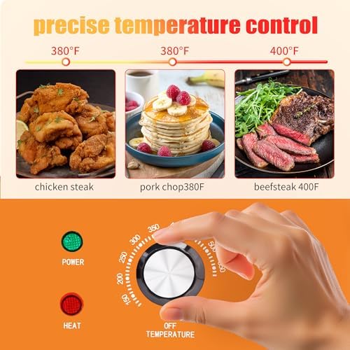 21.6" Stainless Steel Electric Countertop Griddle,110V 1500W Adjustable Temperature Control Flat Top Smokeless Cooking Non-Stick Grill for Resturant,Indoor,Kitchen,Outdoor,Camping,Commercial - Image 4