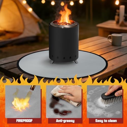 20" Tabletop Fire Pit Mat for Solo Stove Mesa XL, Table Top Protector-Silv - Image 4