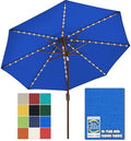 EliteShade USA 10-Year-Non-Fading 9ft Market Patio Umbrella, Commercial Grade Table Sun Umbrella with 80 Solar LED Lights, Crank Open, Windproof & UPF 50+ UV Protection for Garden, Deck, Pool, Backyard, Royal Blue by EliteShade