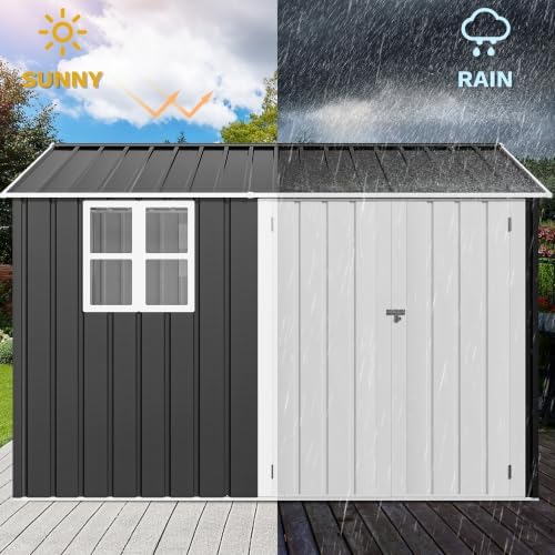 DWVO 10x8 FT Outdoor Storage Shed with 3 Lockable Doors and Window - Image 4