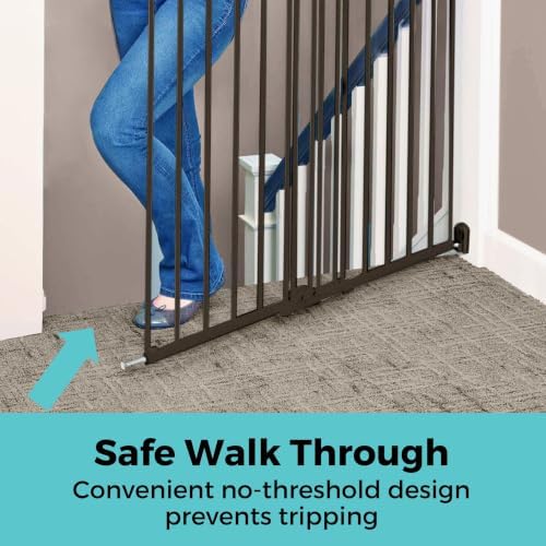 Toddleroo Easy Swing & Lock Baby Gate for Top of Stairs: 36" Tall, Bronze - Image 6