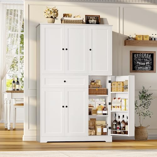 HOSTACK 68" Tall Kitchen Pantry Storage Cabinet with Doors & Shelves, White - Image 5