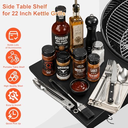 QuliMetal Upgraded Grill Table Shelf for Weber Kettle Grills 22 Inch - Image 4