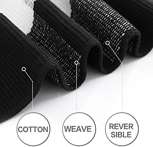 MUBIN Fall Decor Cotton Buffalo Plaid Rug, 3' x 5' Black and White Outdoor Rug Front Door Decorative Mat, Washable Doormat Foldable Area Rug Layered Door Mats Rug for Front Porch, Entryway, Patio - Image 7