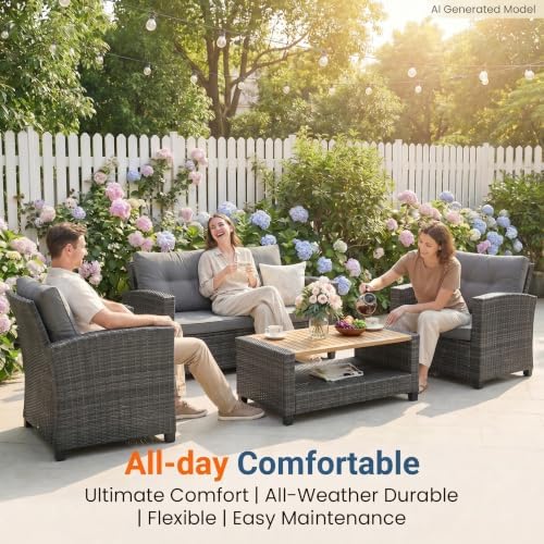 Wisteria Lane Patio Furniture Set, Wicker Outdoor Furniture for All Weather - Image 4