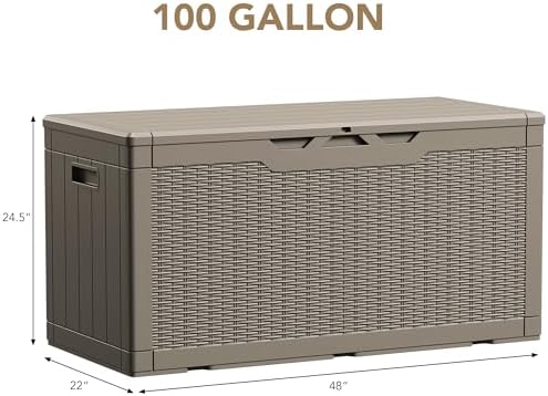 Devoko 100 Gallon Waterproof Deck Box, Resin Large Outdoor Storage Box - Image 6