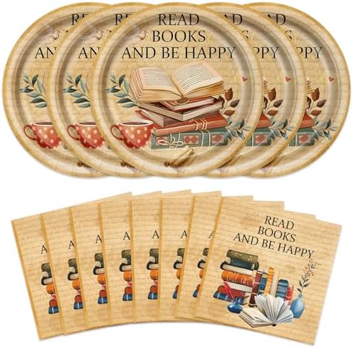 40pcs Vintage Book Themed Party Decorations Book Club Birthday Party Supplies Book Brunch Party Decor Plates and Napkins for Library Reading Storybook Party,Suitable for 20 Guests by UkralMagic